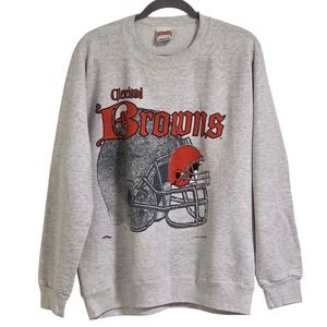 Nutmeg Mills Cleveland Browns Sweatshirt Mens Large Gray Vintage 1994 NFL Helmet